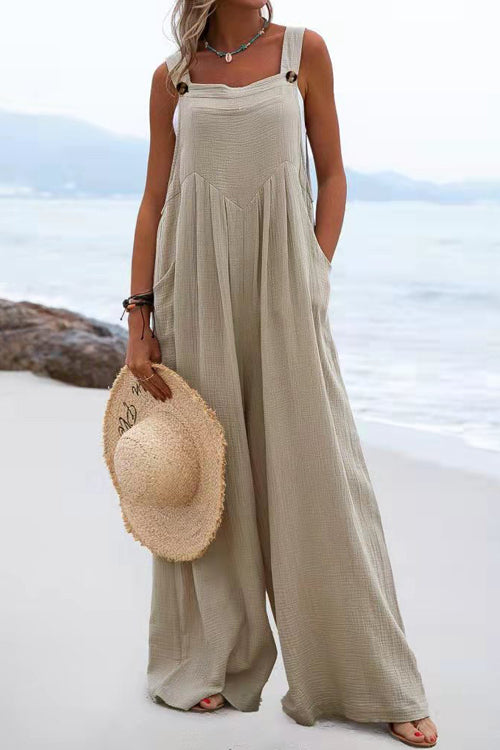 Sophia Salopette Femme – Styl Bohémský, Volné Kalhoty a Lehká Špagetová Ramínka