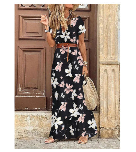Susan jurk Fleurie vrouw – elegante jurk met V-hals van polyester met comfortabele pasvorm en chique stijl