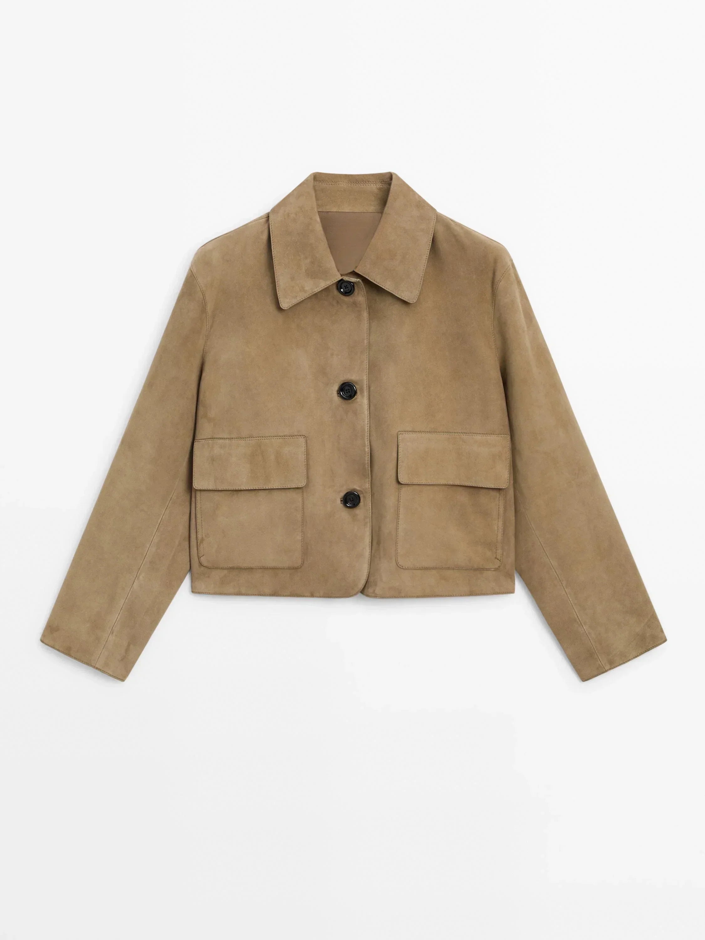 Laurel Women's Jacket – Short in Elegant Beige Suede, Minimalist & Urban Style