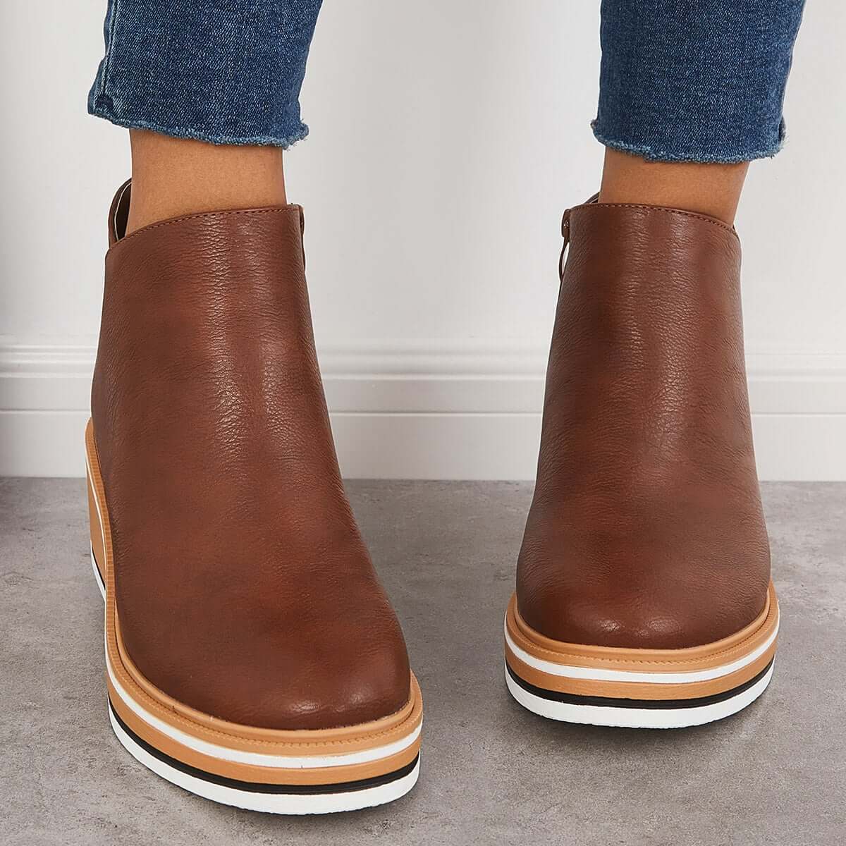 Felise Stivaletti Donna – Stivali con Suola Platform Eleganti con Zip, Comodi e Resistenti