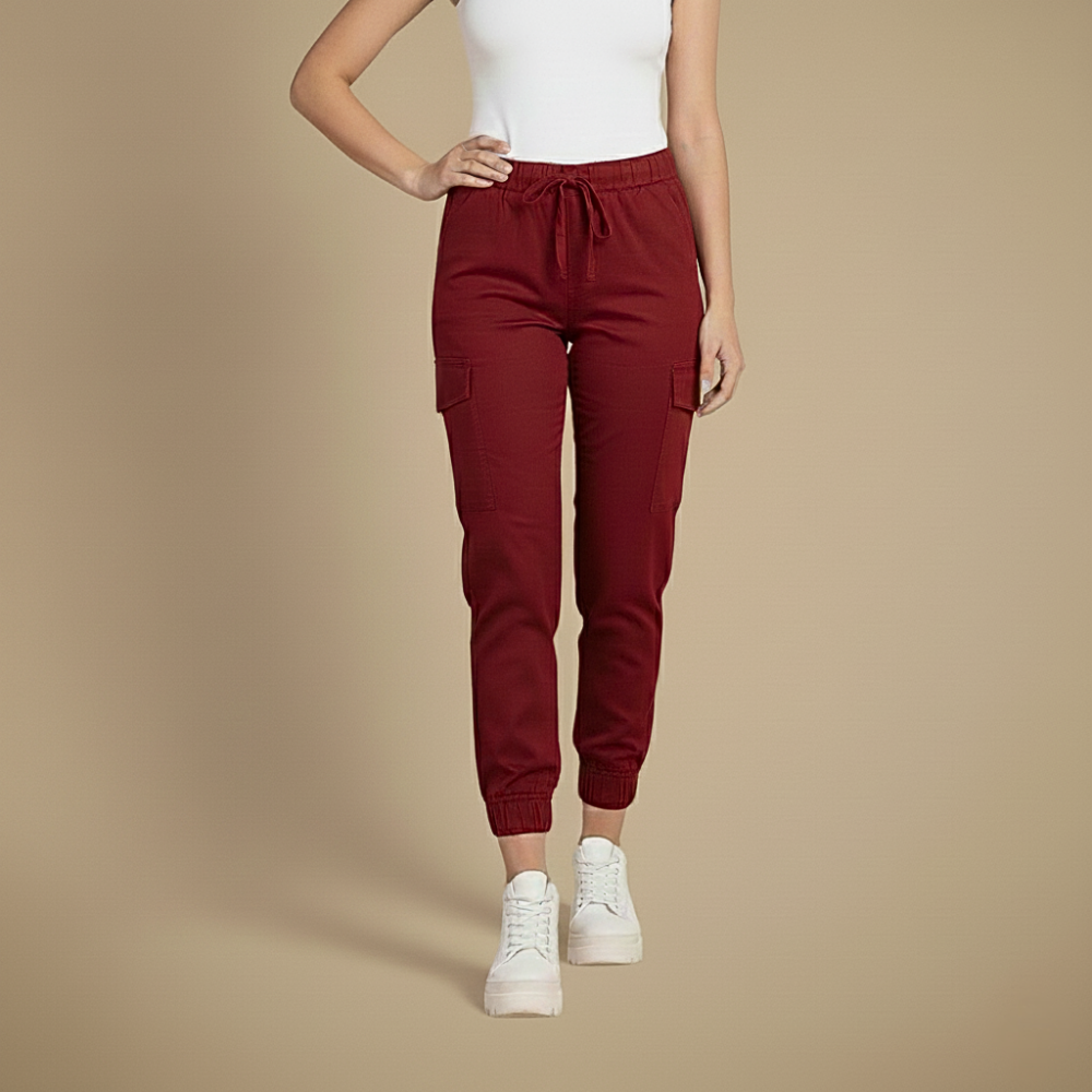 Kate Cargo Bukse Jogging Dame – Jogger Streetwear med Elastisk Midje og Lommer