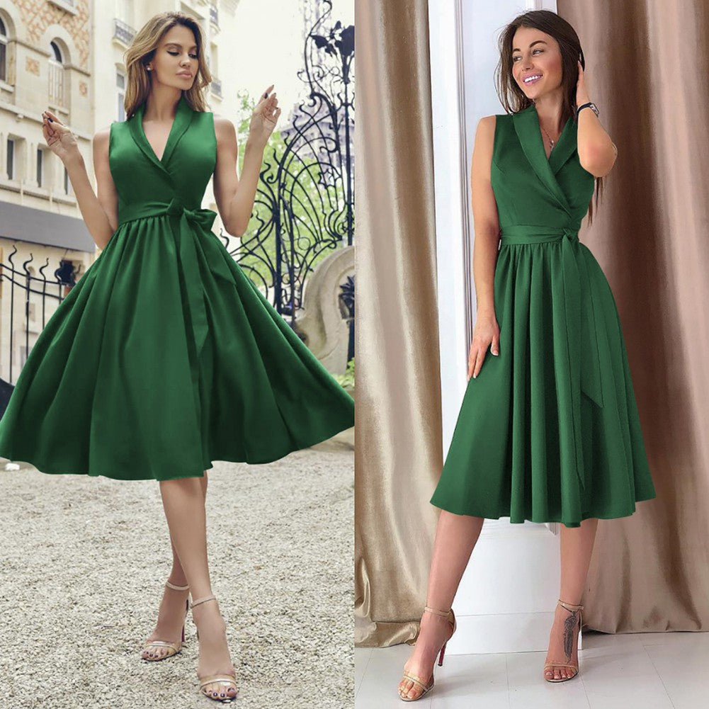Libby Robe Midi Femme – ärmelloses Sommerkleid mit Taillenschnur & leichtem Komfort