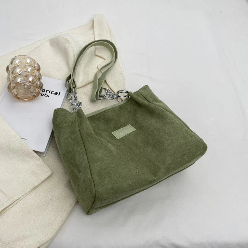 Freyja Saco Feminino – Saco em Camurça Sintética Casual e Elegante com Desenho Moderno