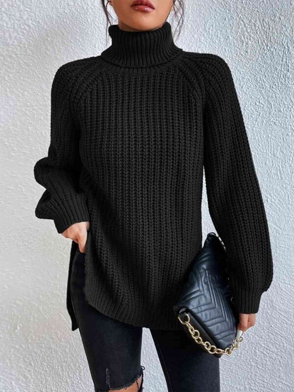 Angela Pull Femme – Pletený rolák s bočním rozparkem, elegantní pro podzim/zimu