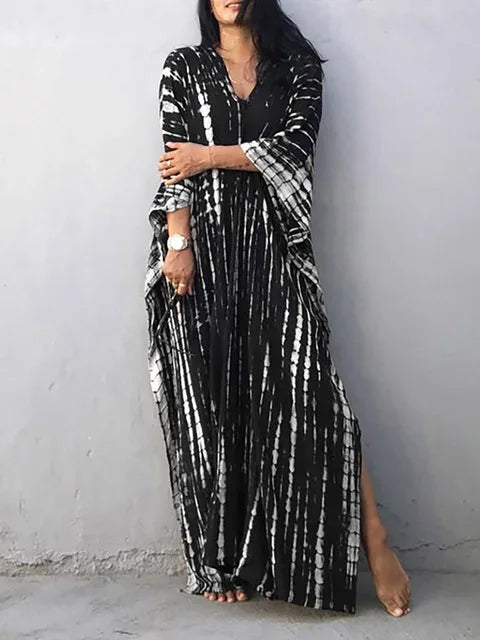 Amélie kjole kaftan dame – let boheme batik kjole med løs pasform til afslappet sommer