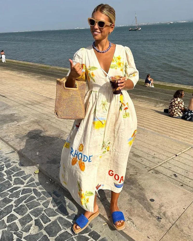 ara linen dress Ara linen dress is more than just fashion, it's a canvas. With painterly strokes and delicate tones, it brings together timeless elegance and modern ease. #ModernElegance #Prinktonik #HandcraftedInIndia #EffortlessChic