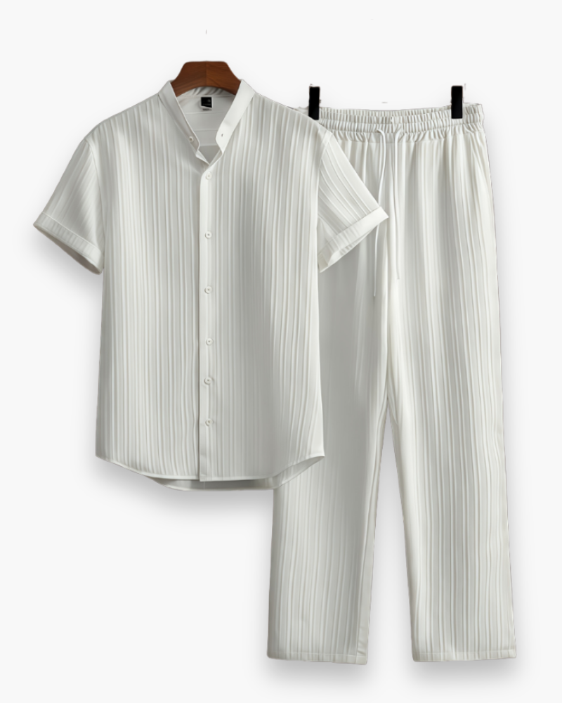 Conjunto Josh Homem Verão – Camisa de Manga Curta e Calças Leves e Descontraídas