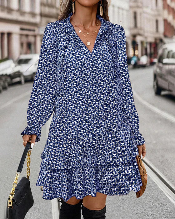 Damesjurk Stella – Elegante jurk met lange mouwen, losse pasvorm en tijdloze stijl
