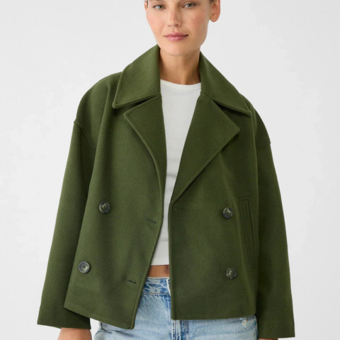 Addison Veste Femme – Eleganter kurzer Mantel mit doppelter Knopfleiste im modernen Stil