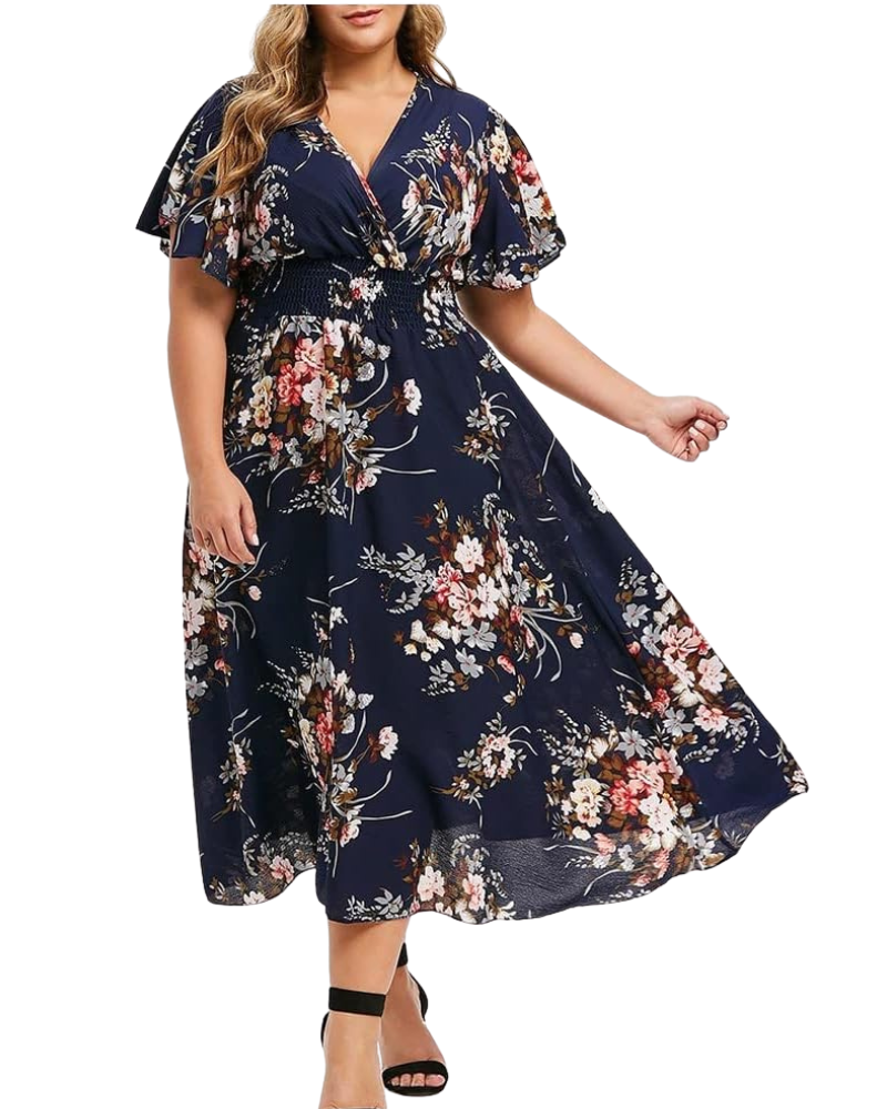 Claire Robe Femme Bohème – Épaules Dénudées, Volants, Coupe Midi Fluide Été