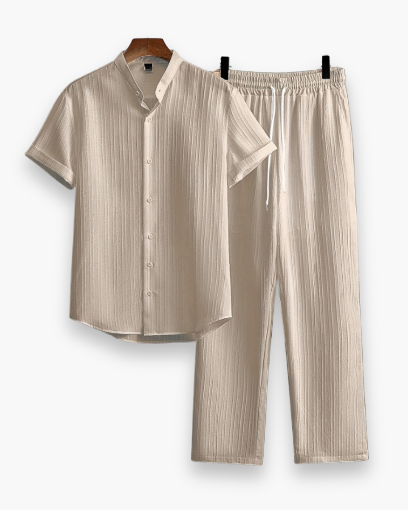 Conjunto Josh Homem Verão – Camisa de Manga Curta e Calças Leves e Descontraídas