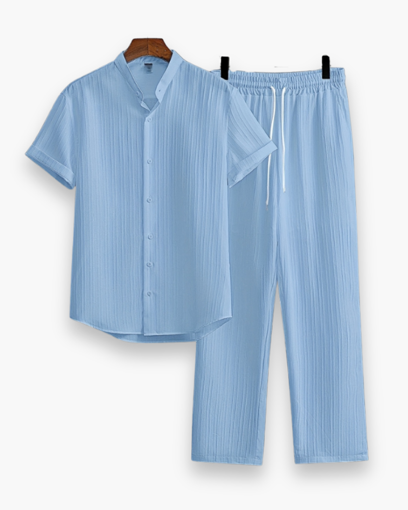 Josh Ensemble Homme Été – Chemise à Manches Courtes & Pantalon Léger et Décontracté