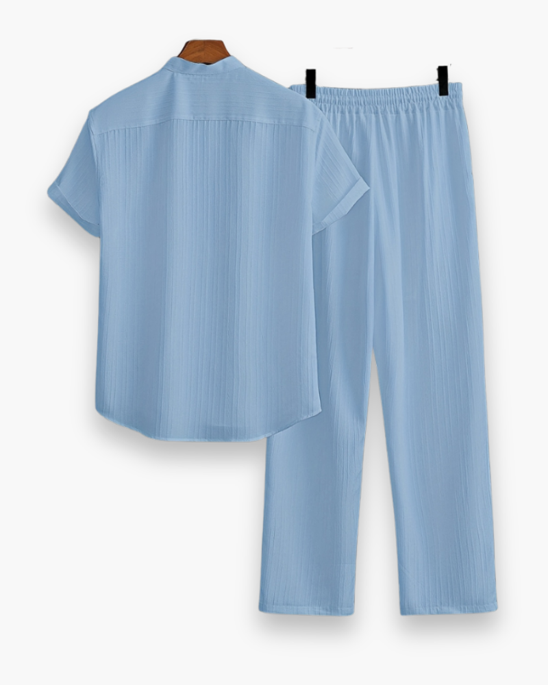 Conjunto Josh Homem Verão – Camisa de Manga Curta e Calças Leves e Descontraídas