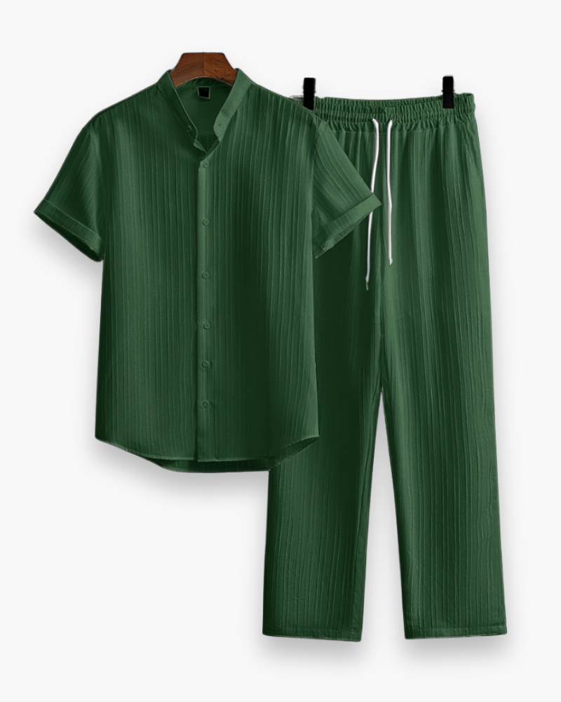 Conjunto Josh Homem Verão – Camisa de Manga Curta e Calças Leves e Descontraídas