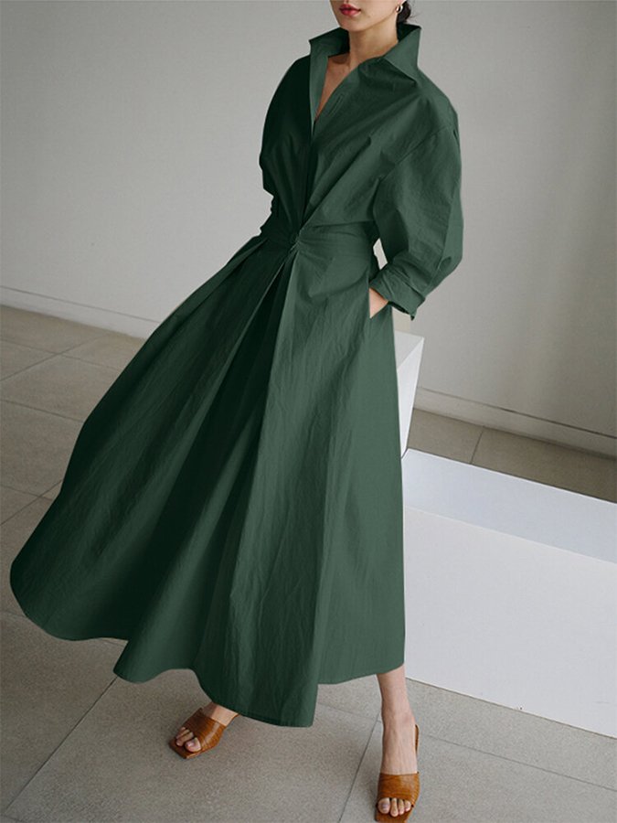 Robe Midi Femme Shane – Style Vintage avec Taille Cintrée & Jupe Évasée Légère