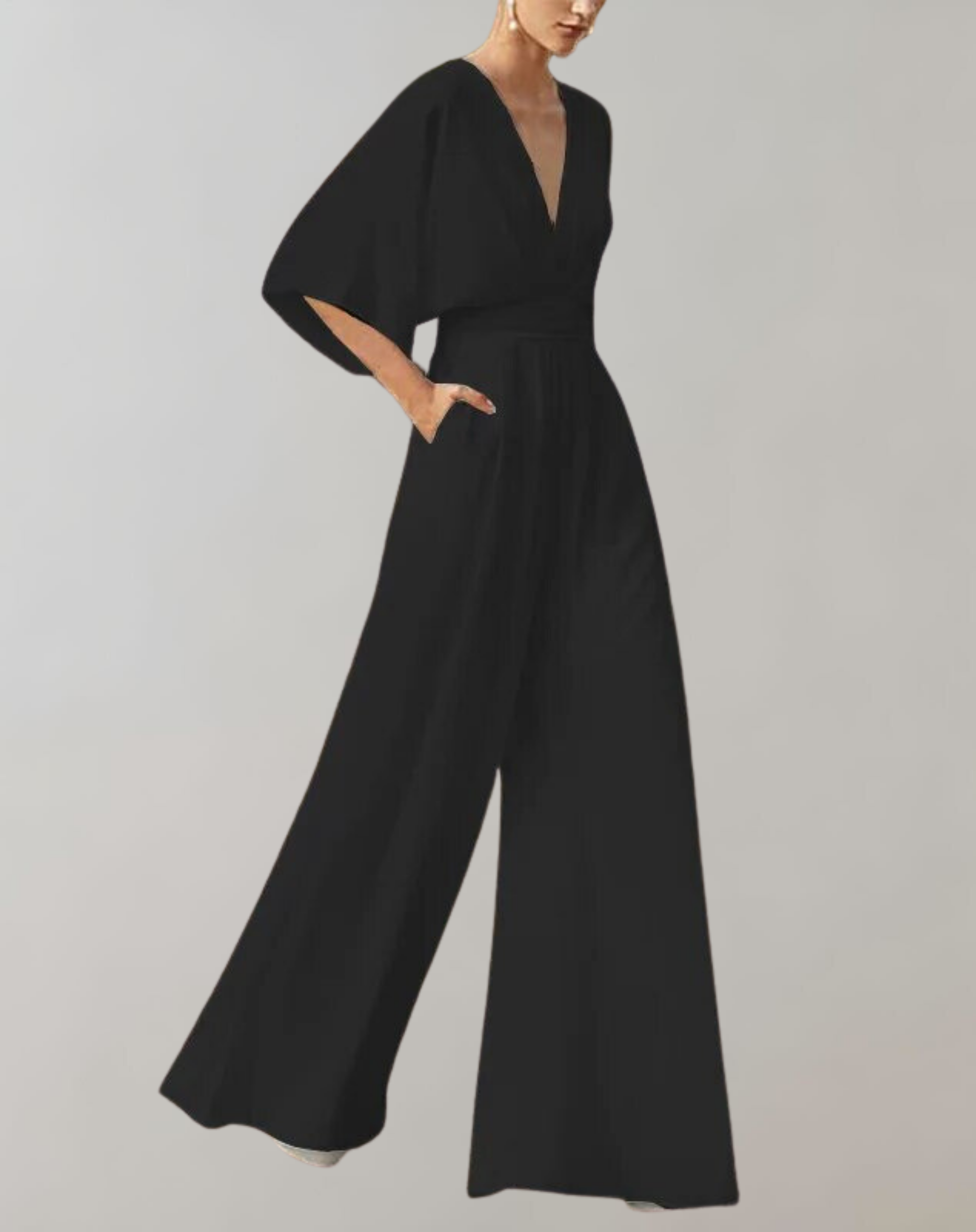 Suzette Combinaison Femme – Elegant dragt med dyb udskæring og vide ben til et raffineret look