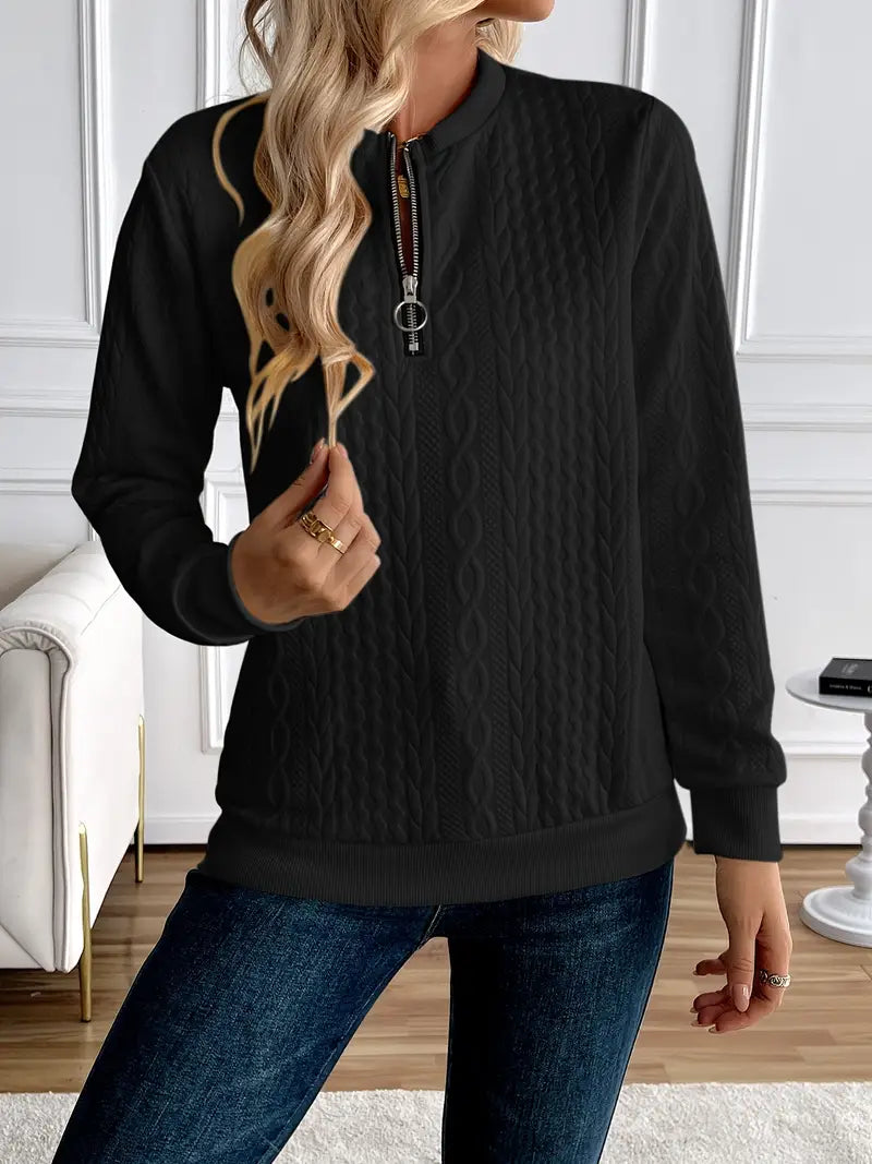 Margaux Sweat Femme Hiver – Pohodlný pletený zipový svetr s elegantním designem