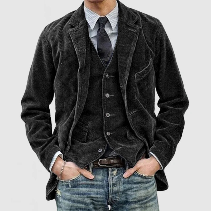 James Blazer Homme en Velours Côtelé – Élégant, Chaud & Polyvalent avec Gilet Moderne