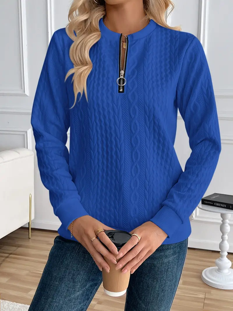 Margaux Sweat Femme Hiver – Pohodlný pletený zipový svetr s elegantním designem