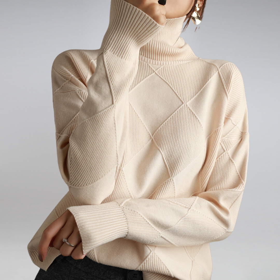 Luciana Pull Femme – Col Roulé Élégant en Cachemire Doux & Chic Intemporel