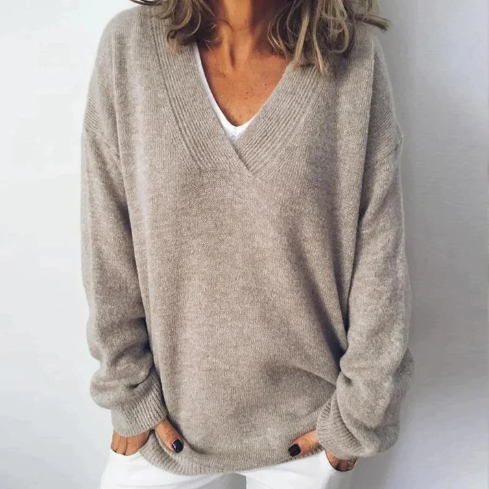 Rosalie Pull Woman – Soft V-Neck Sweatshirt with Long Sleeves, Autumn & Winter Comfort