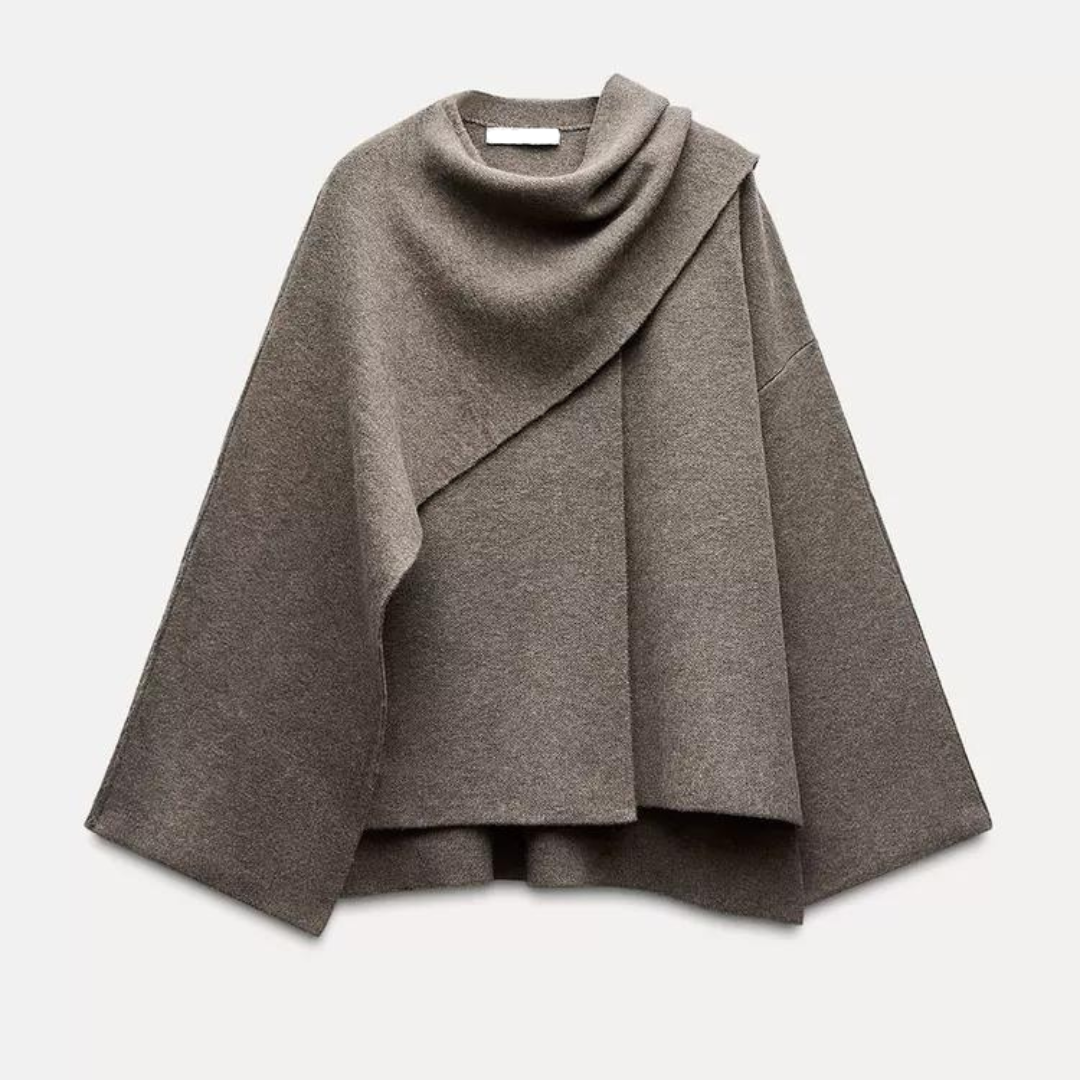 Emma Poncho Femme – Asymmetrisch aus Wolle, elegant & ideal für winterliche Wärme