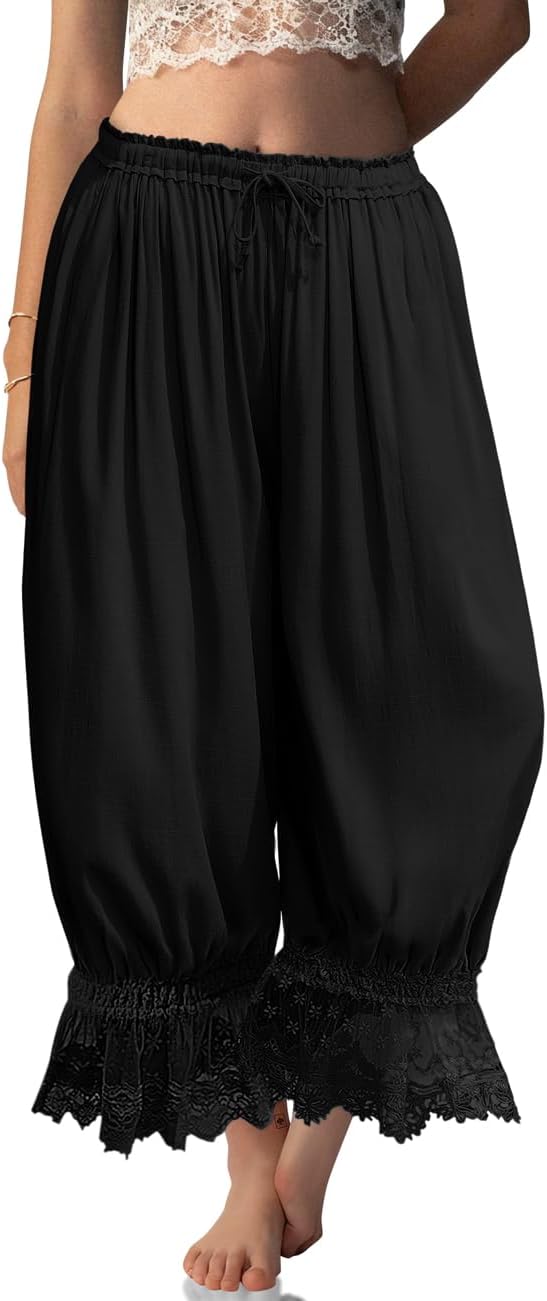 Tyra damebukser vintage – bluse med blonder, bredt snit, sommerflæse, chic