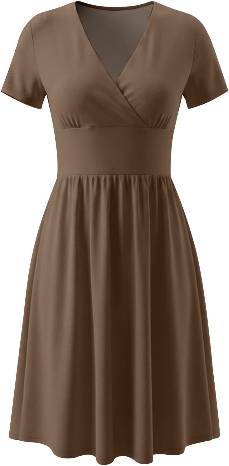 Vestido Claire Mulher – Vestido Midi Decote V Transpassado Cintura Império Corte A Elegante Verão