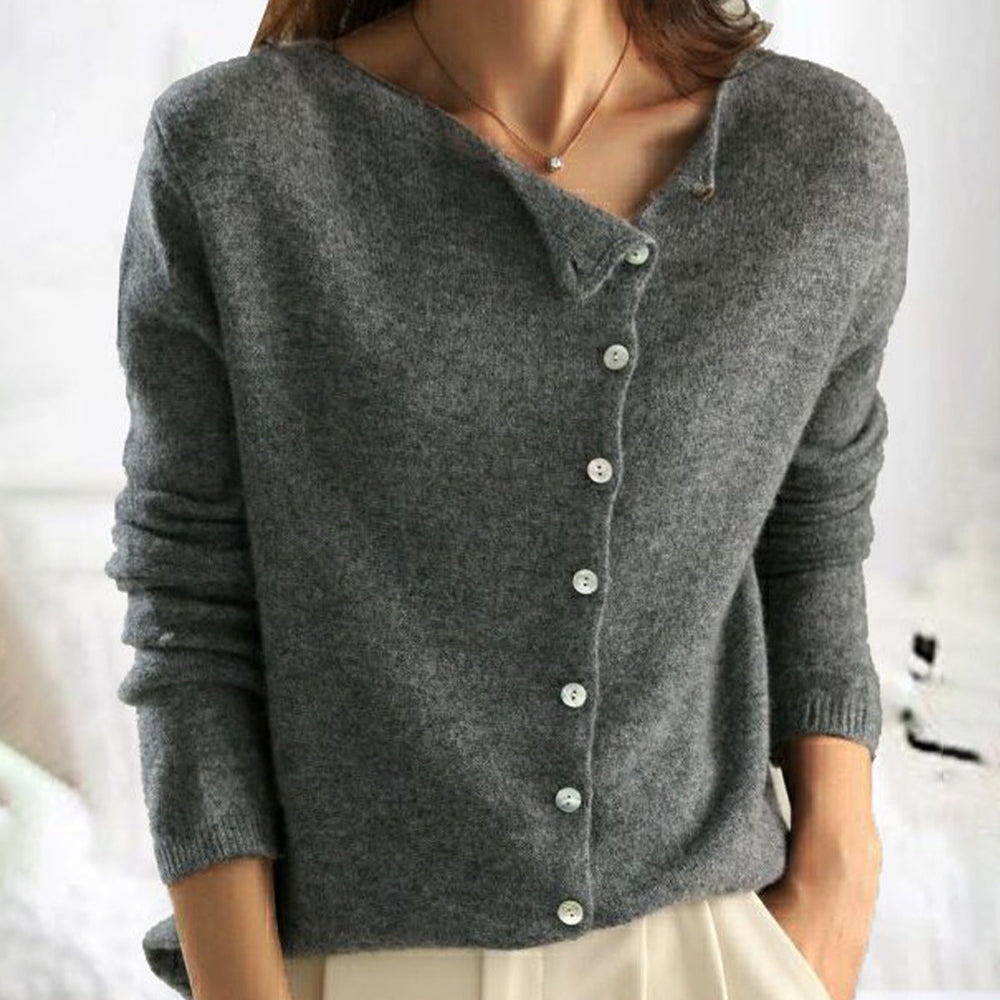 Heather Cardigan Femme – Gilet Élégant en Laine Douce avec Fermeture Latérale Chic