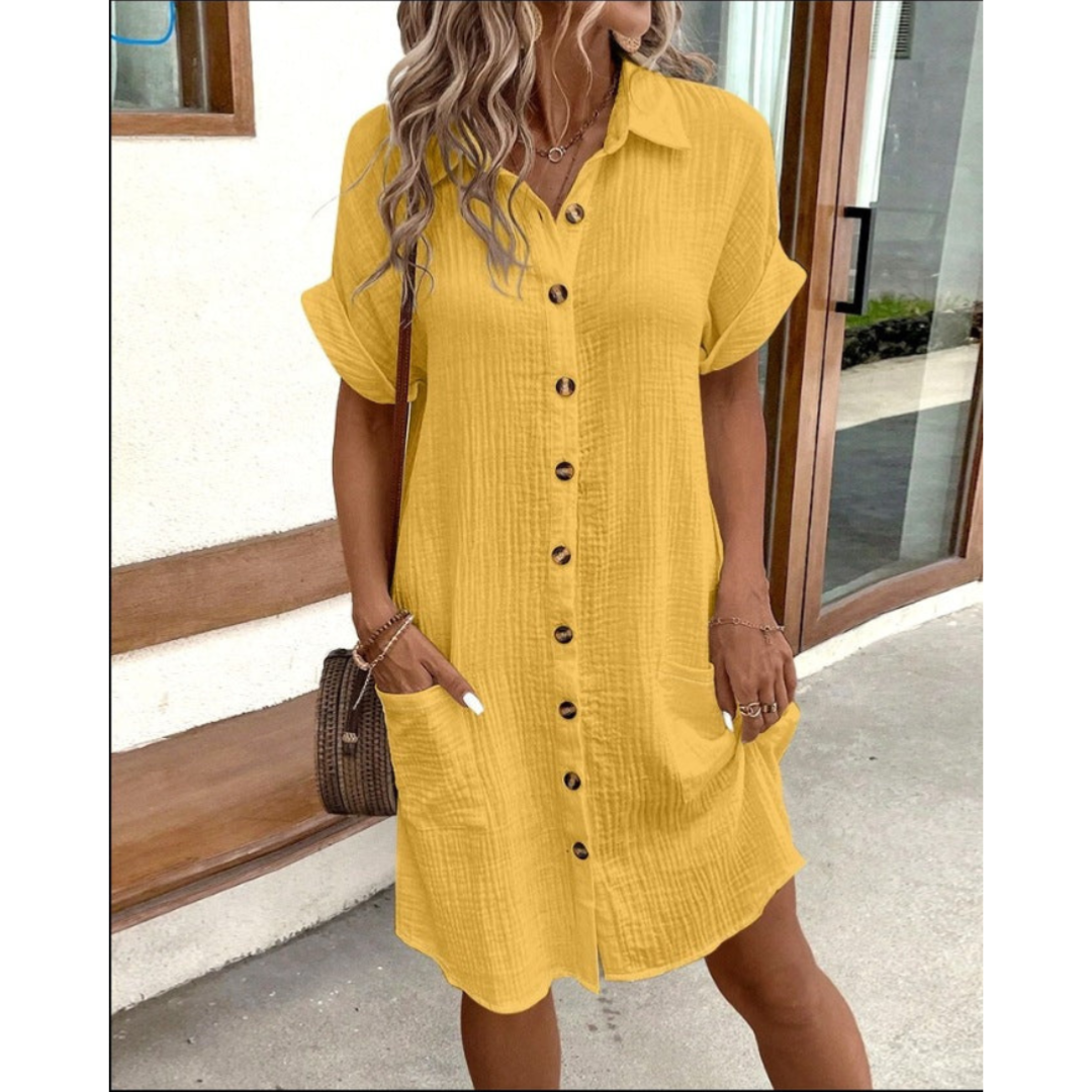 Kjole Chemise Femme Gabriele – Elegant sommerkjole med markeret talje & luftig pasform