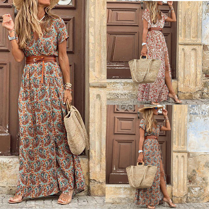 Susan Robe Fleurie Femme – Élégante Robe à Col en V en Polyester avec Coupe Confortable et Style Chic