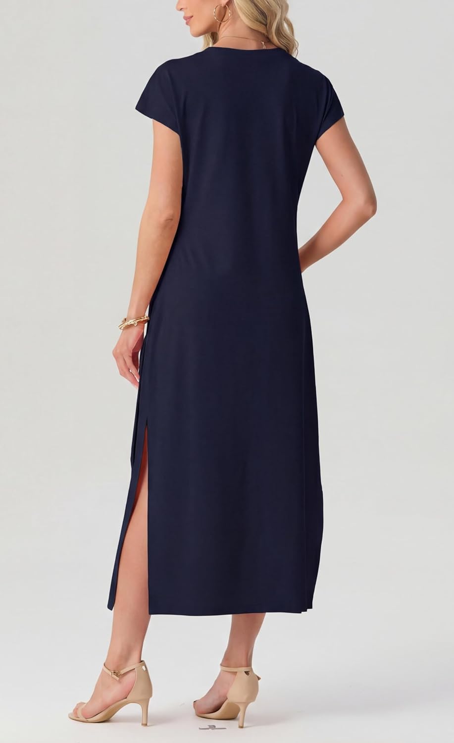 Charlotte Vestito Midi Donna – Vestito Fluido con Vita Annodata e Taglio Svasato