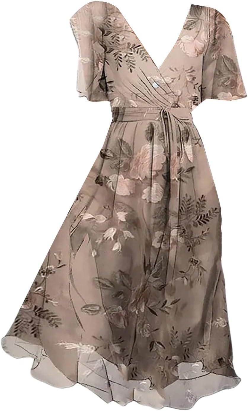 Élodie Robe d’Été Femme – Robe A-Line Sans Manches Légère et Décontractée