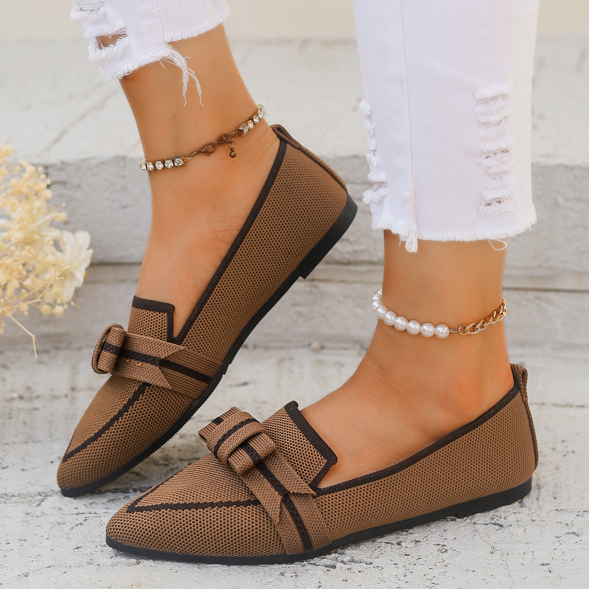 Ivy Ballerina's Dames – Comfortabele Platte Schoenen met Strik, Lage Hak & Ademend Materiaal
