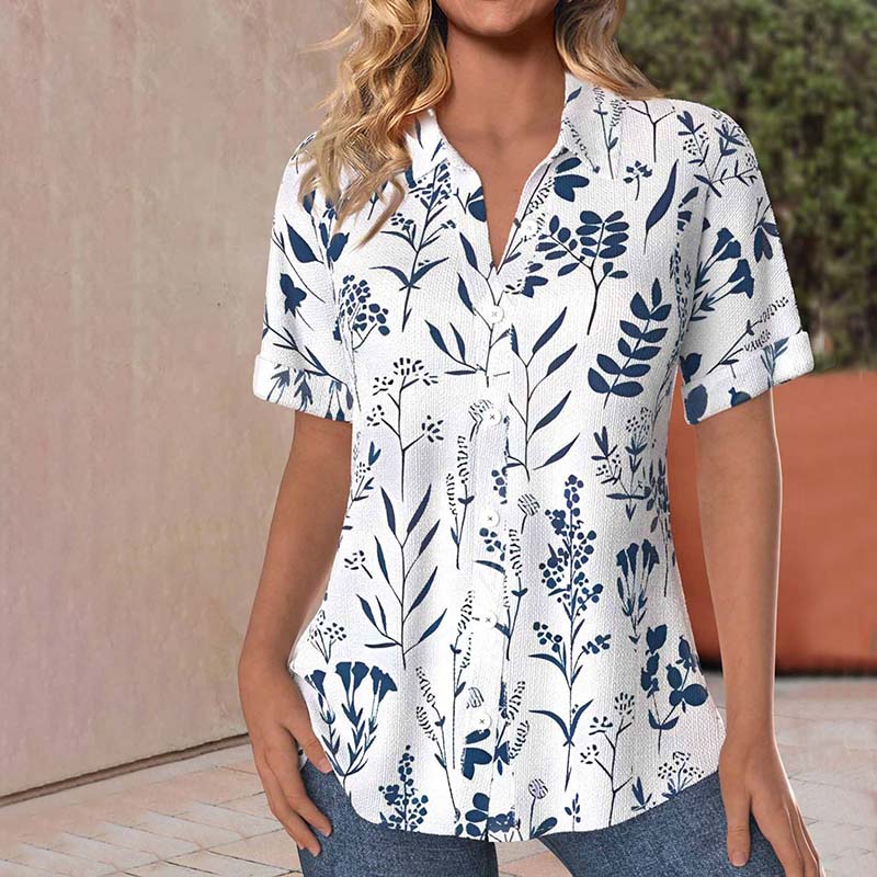 Heidi Blouse Femme Été – Haut Léger à Manches Courtes avec Imprimé Fleuri Élégant
