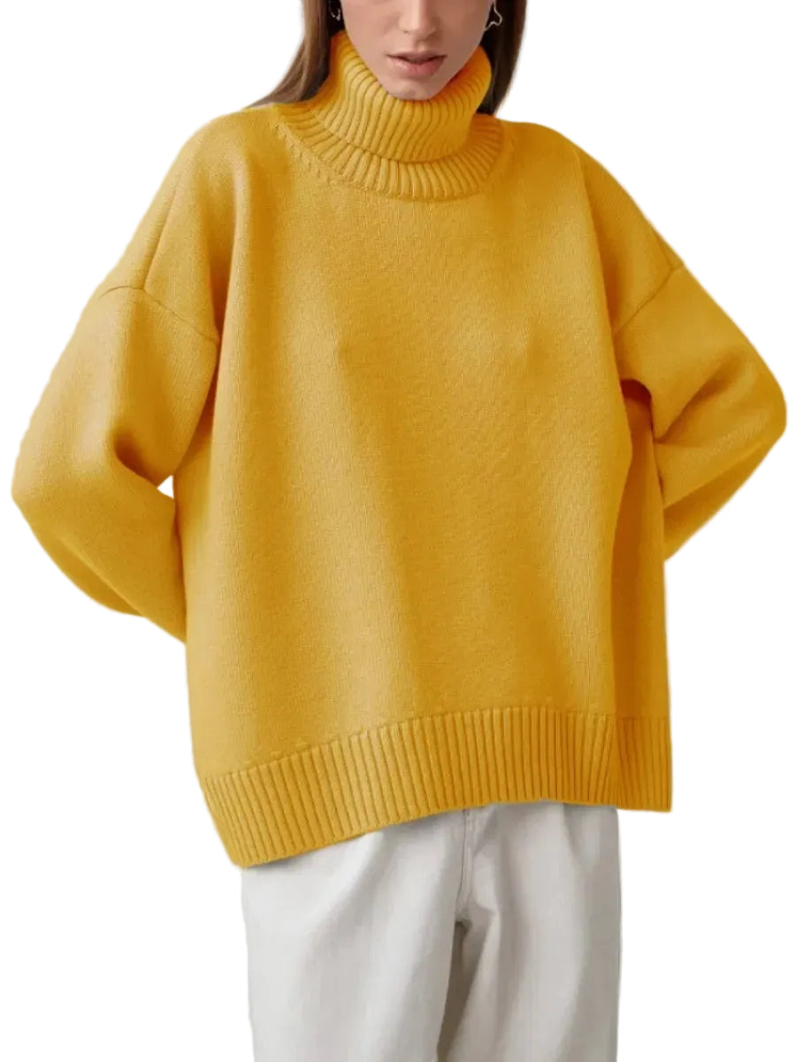 Elise Oversize Rullekrave Trøje til Kvinder – Blød og Varm Striktrøje med Tidløst Design