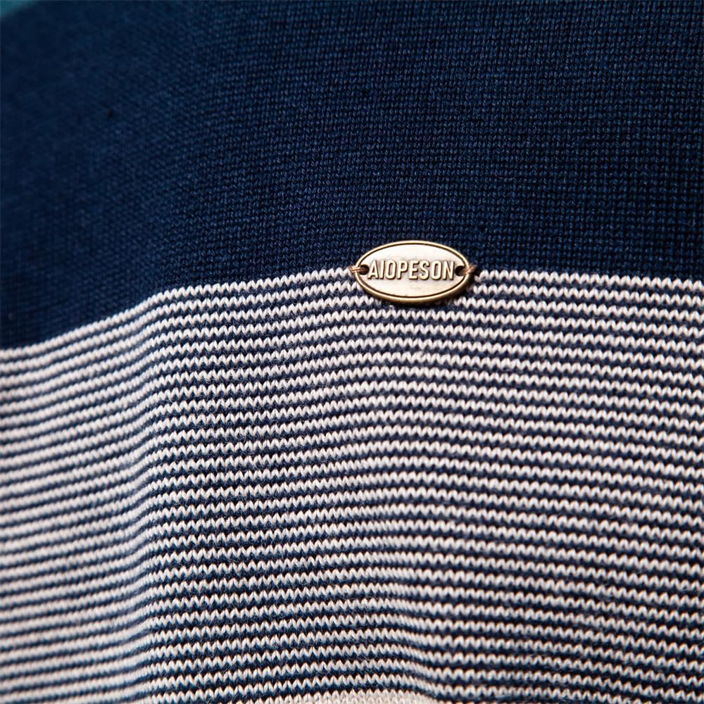 Чоловічий светр Ліам у смужку – високий комір на блискавці, теплий і зручний з вовни та поліестеру