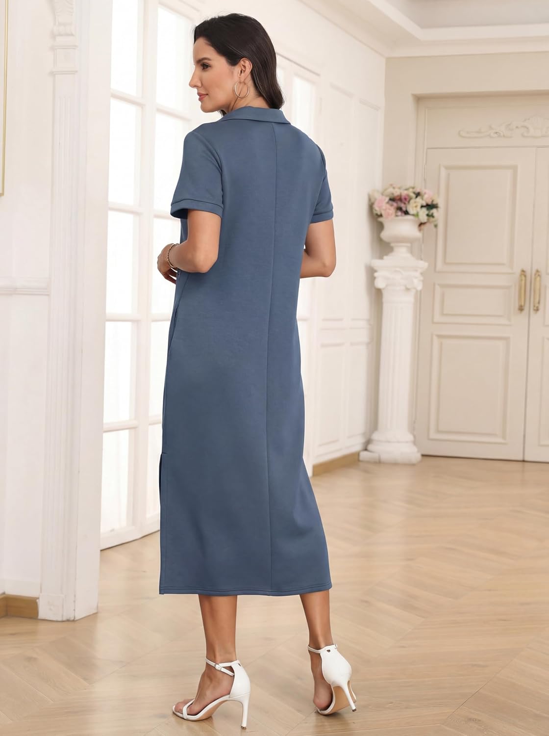 Claire Sukienka Maxi Polo Damska – Elegancka Sukienka Bez Zagnieceń z Kieszeniami Letnia Komfortowa