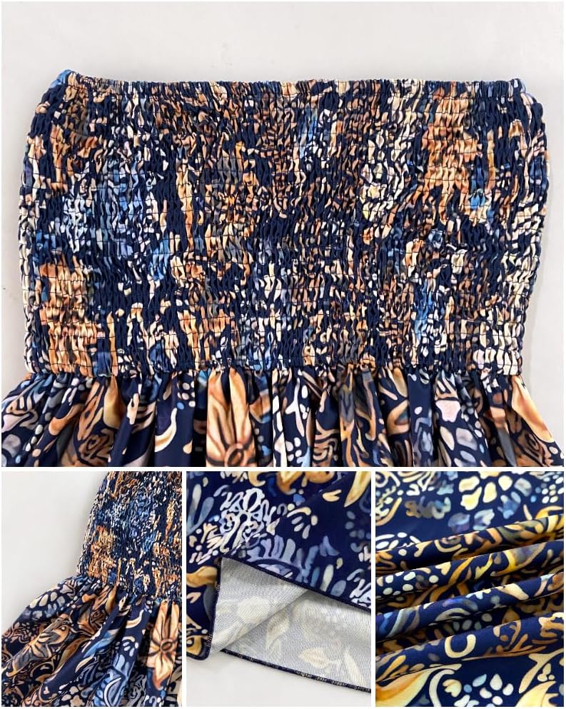 Pantalón lila para mujer – Palazzo floral con cintura smockeada ancha y bolsillos para verano