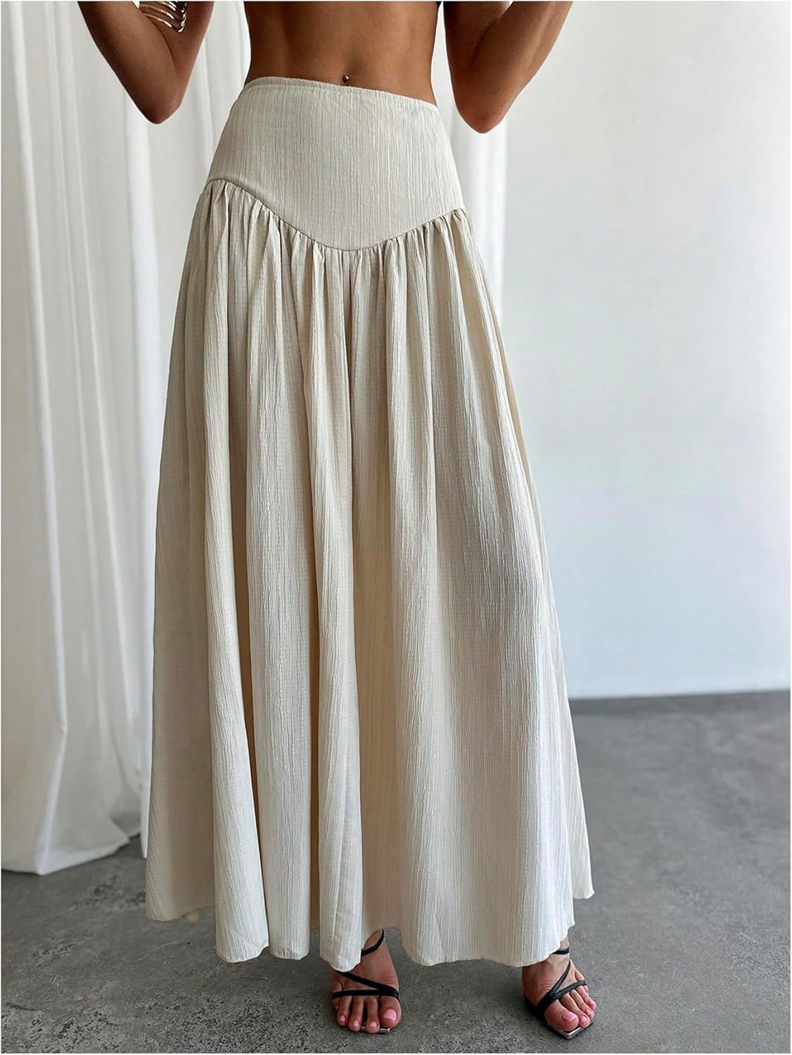 Milania Maxi sukňa pre ženy – plisovaná sukňa s vysokým pásom, ľahká a elegantná
