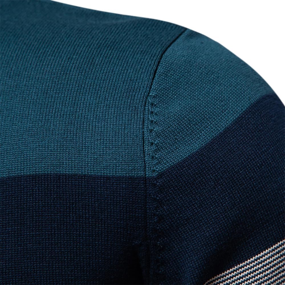 Чоловічий светр Ліам у смужку – високий комір на блискавці, теплий і зручний з вовни та поліестеру