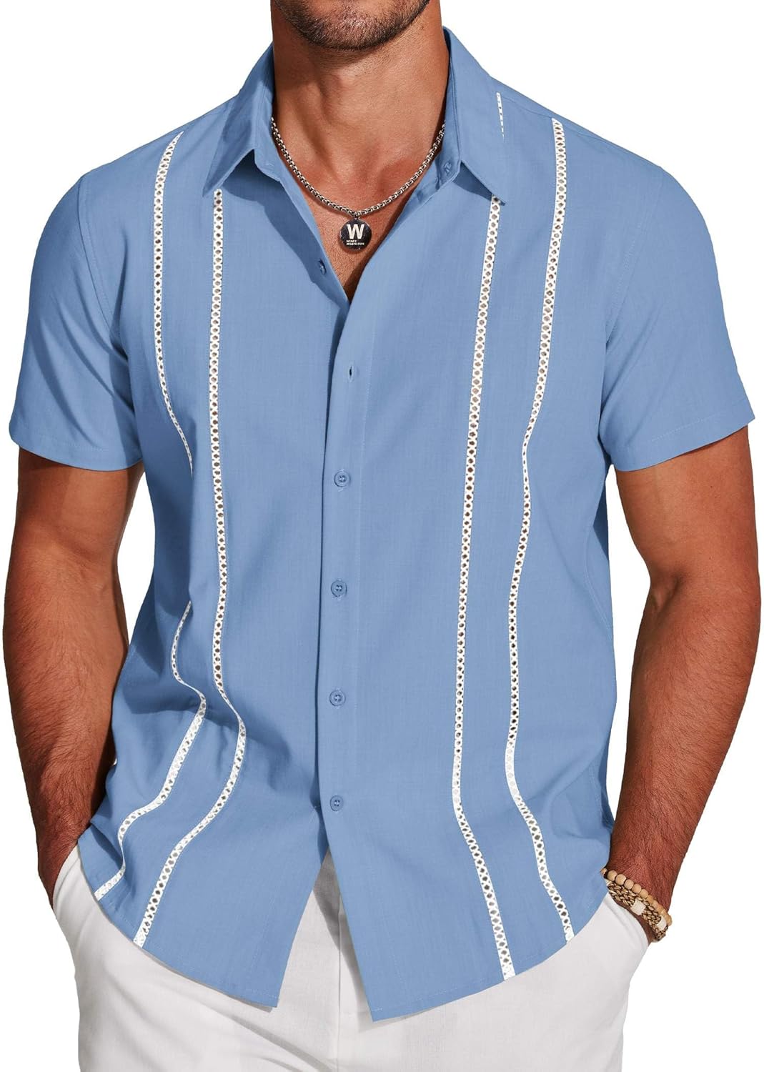 Henry Chemise Guayabera Homme – Chemise Cubaine Été, Broderie & Style Chic