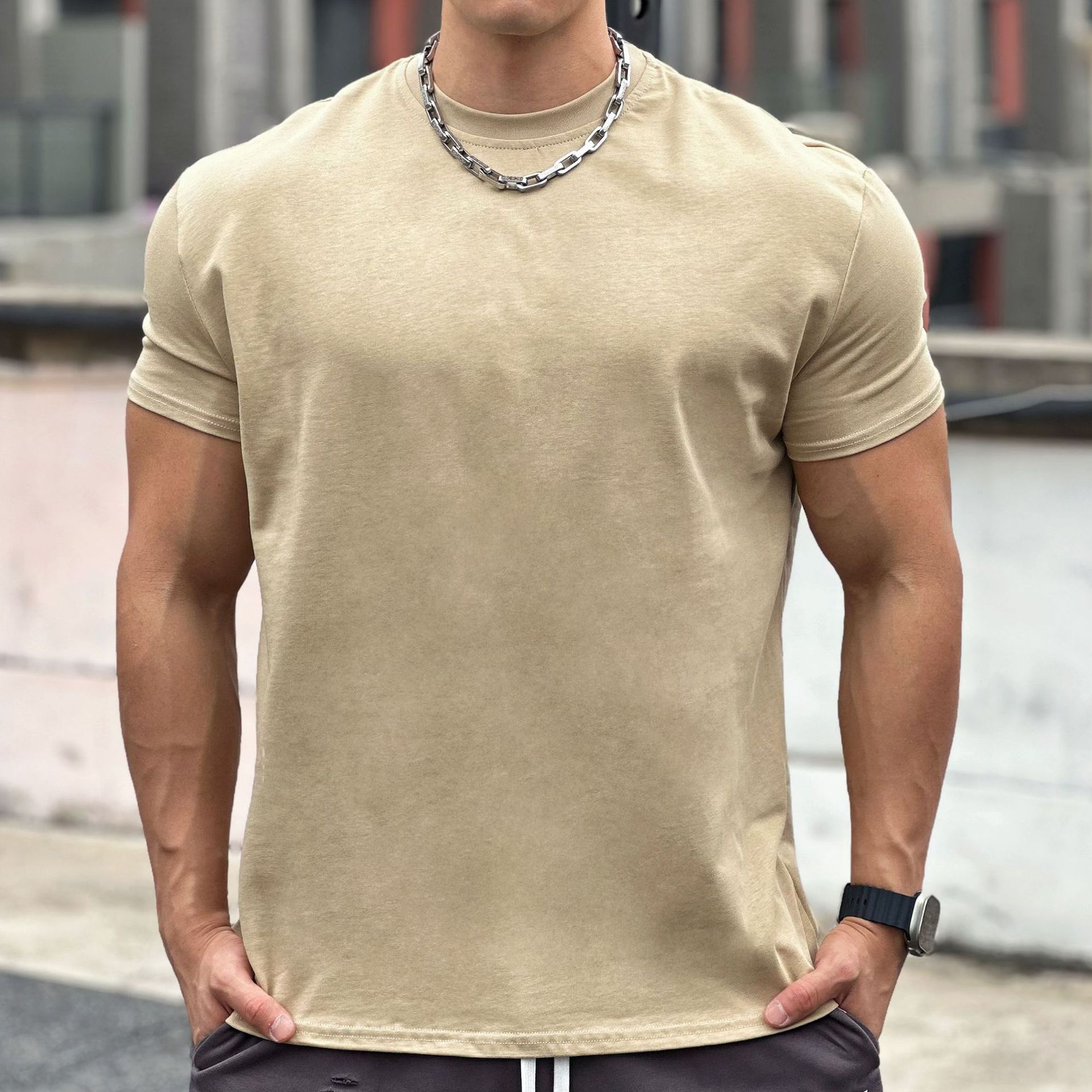 Liam Camiseta de Sport Les hommes– Camiseta Amplia en Algodón de Manga Corta con Diseño Transpirable