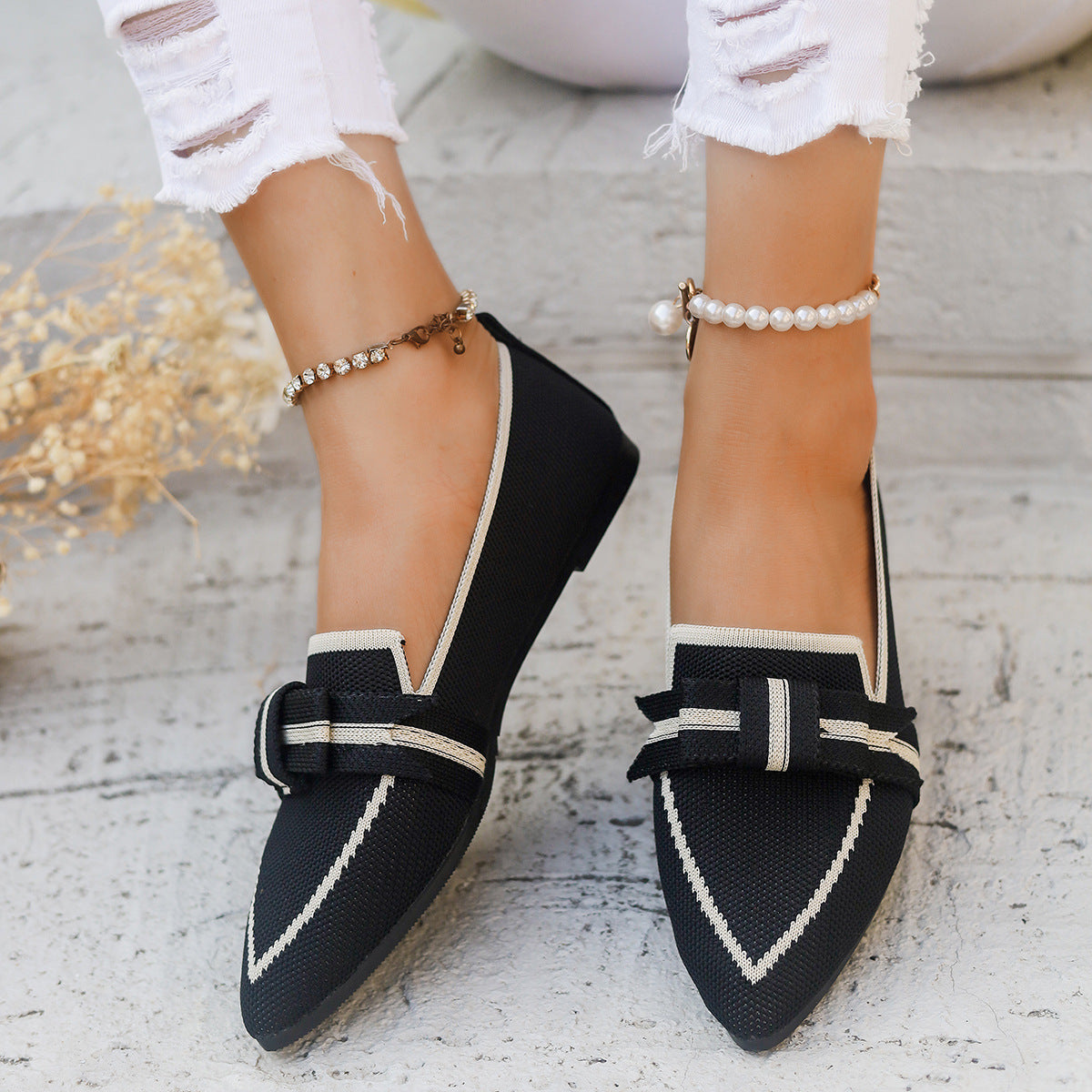 Ivy Ballerina's Dames – Comfortabele Platte Schoenen met Strik, Lage Hak & Ademend Materiaal