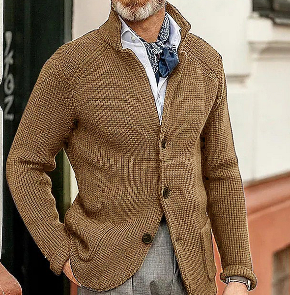 Edward Blazer Homme Vintage – Cuello Alto Elegante, Mangas Largas & Estilo Intemporal