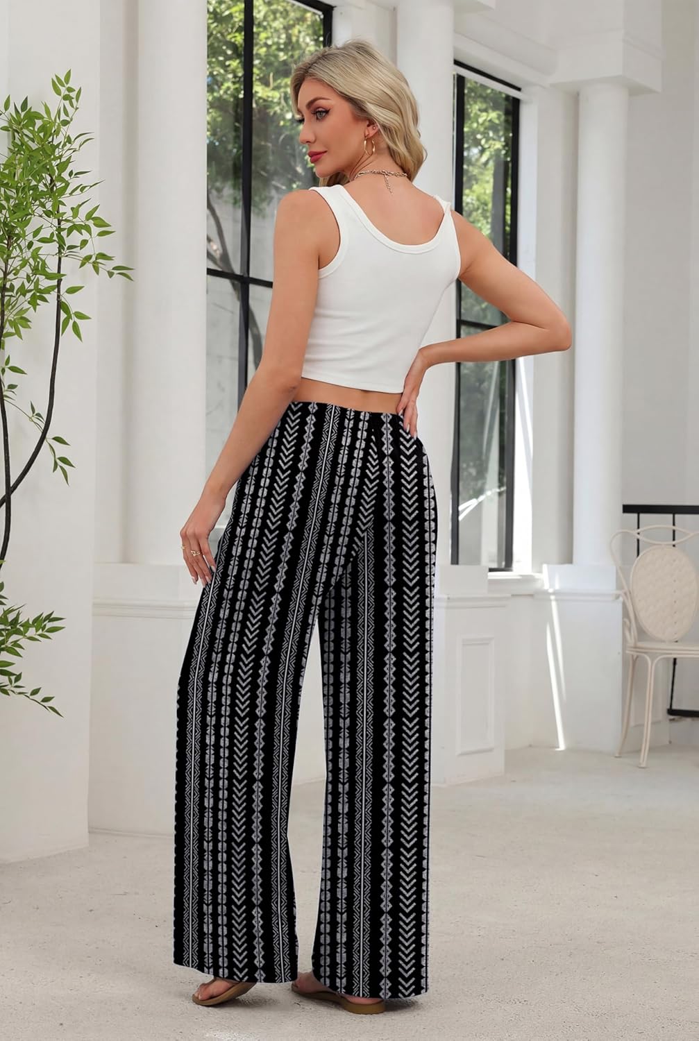Kendi Damen Palazzo-Hose – Weite, fließende Passform, elastischer Bund, schick für den Sommer