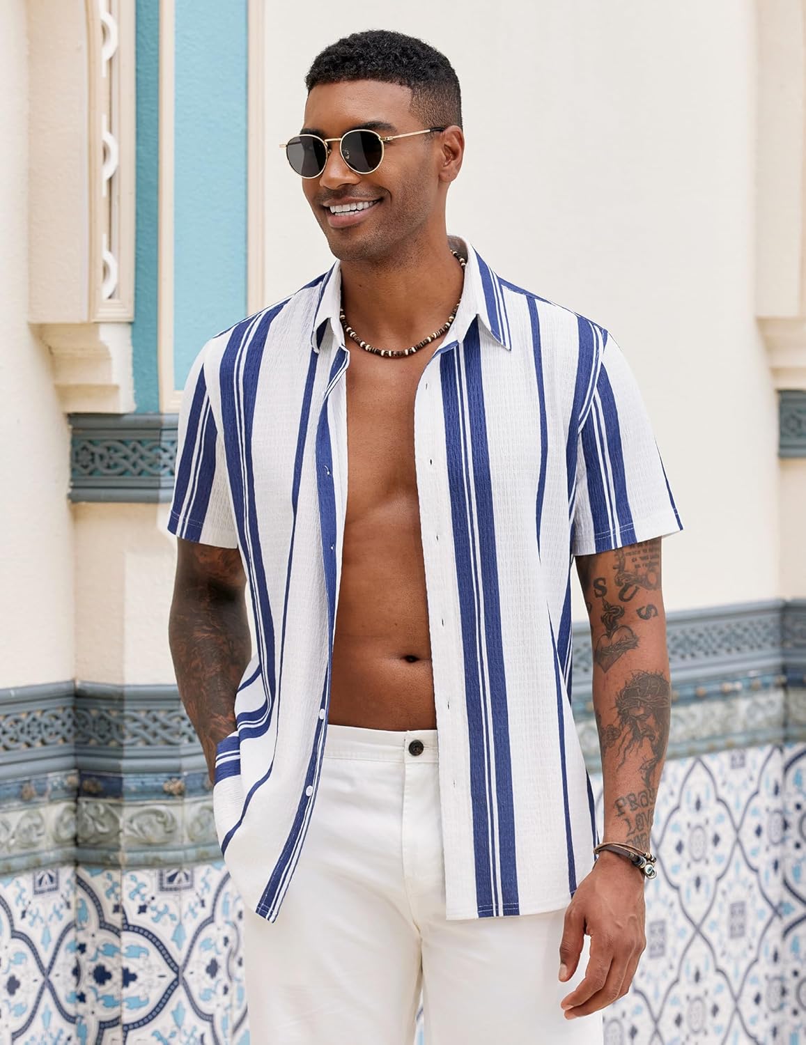 Ben Chemise Homme – Chemise Stretch Slim Fit, Sans Plis & Manches Courtes