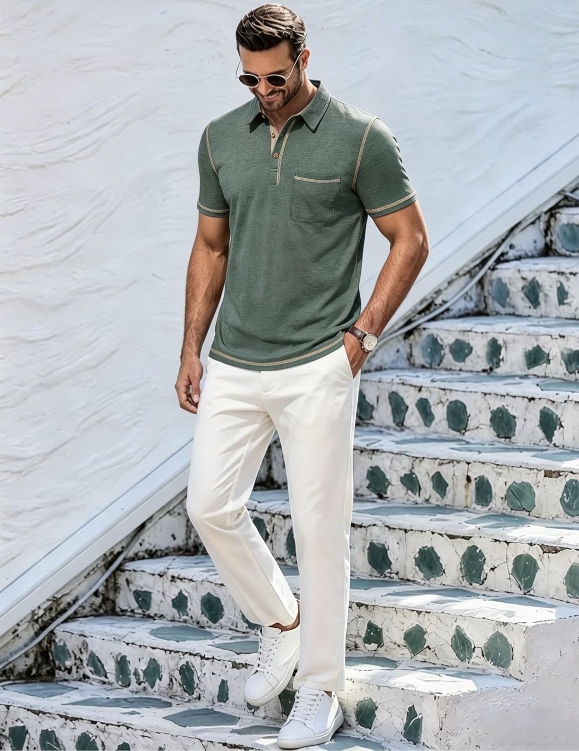 Arthur Polo pre mužov – ľahké bavlnené polo s krátkym rukávom, vreckom a štýlom casual chic