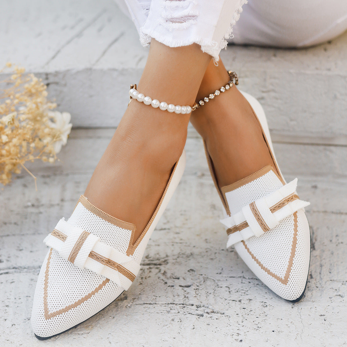 Ivy Ballerina's Dames – Comfortabele Platte Schoenen met Strik, Lage Hak & Ademend Materiaal