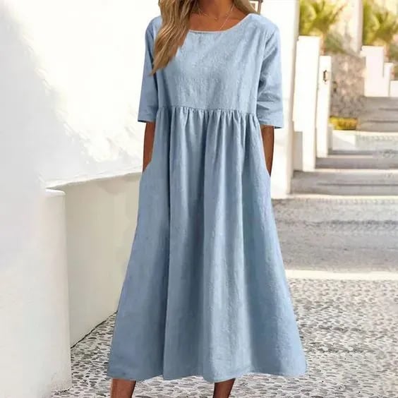 Athisia Robe Décontractée Femme – Freizeitkleid im Casual-Stil mit Knöpfen & praktischen Taschen